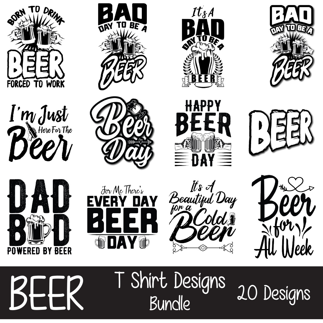 Beer T-Shirt Designs Bundle main image.