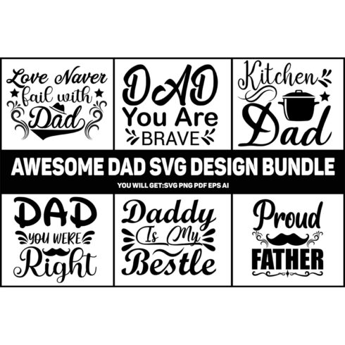 Dad SVG Designs Bundle cover.