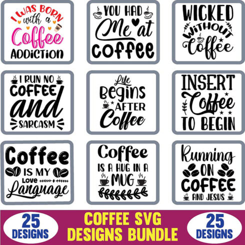 Coffee SVG Designs Bundle main cover.