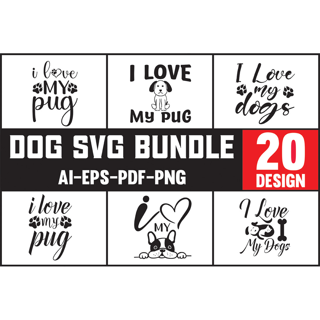 Dog SVG Design Bundle main cover