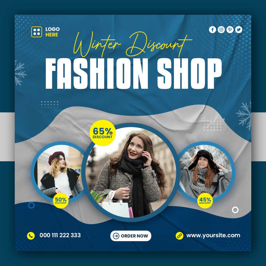 Winter Discount Fashion Shop Social Media Instagram Post Template main cover.