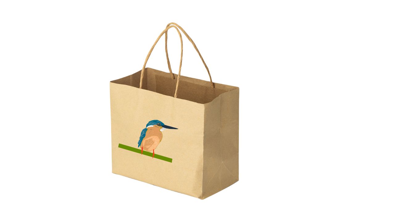 Beige paper package with cute bird.