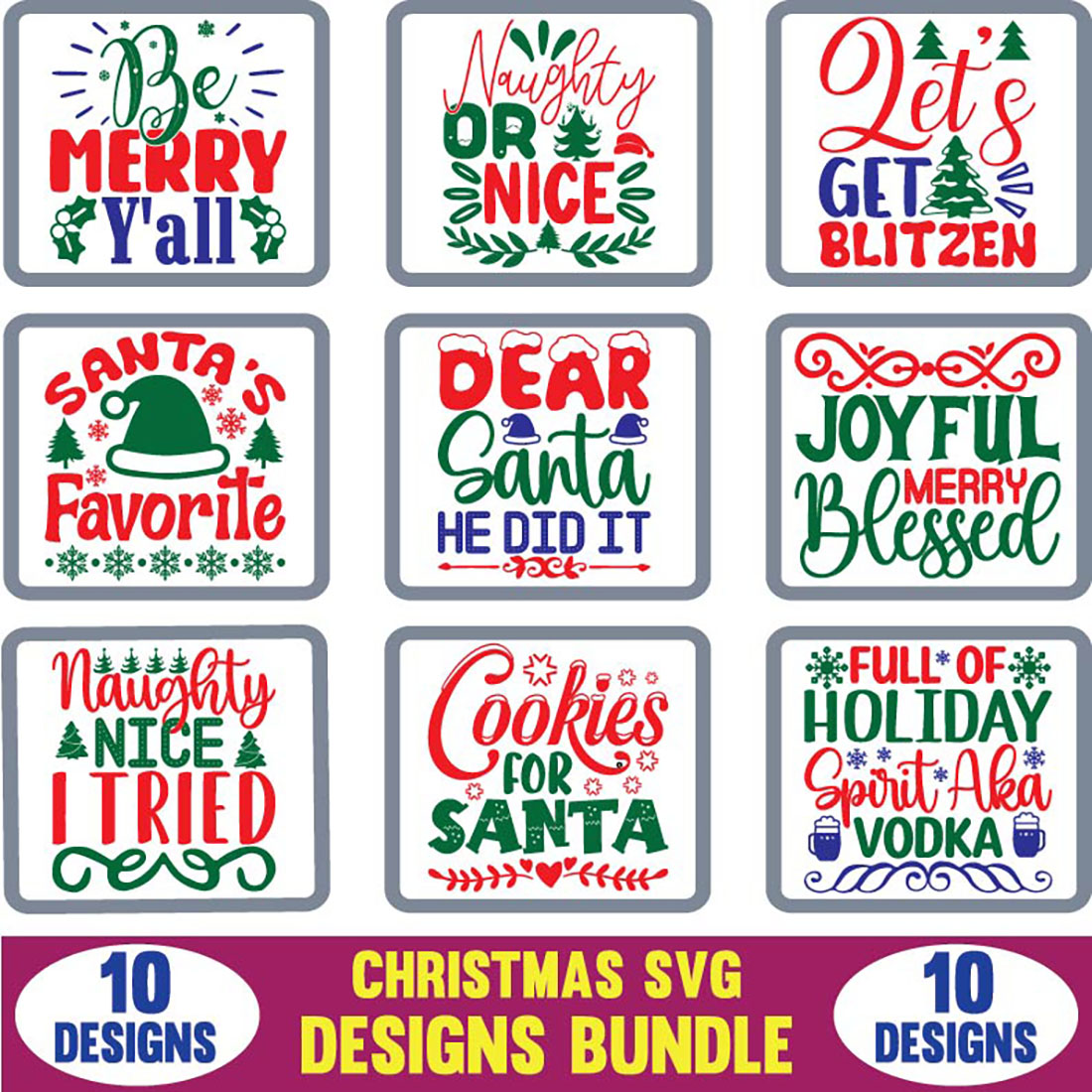 Christmas SVG Designs Bundle main cover.