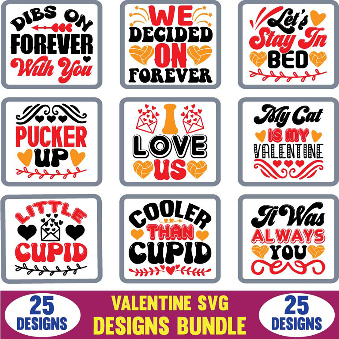 Valentine SVG Designs Bundle T-shirt previews.