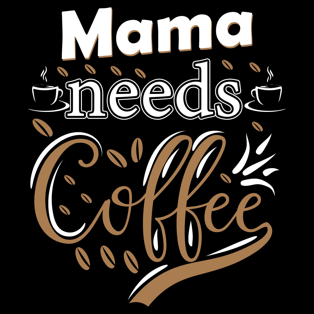 Mama Needs Coffee T-shirt Design cover image.