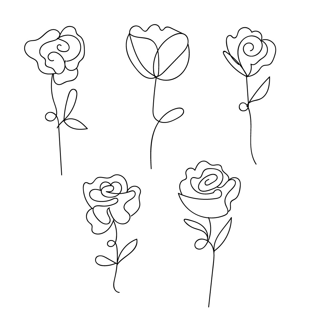 Rose Line Art SVG Bundle cover