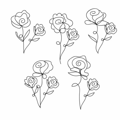 Rose Liner Art Clipart main cover.