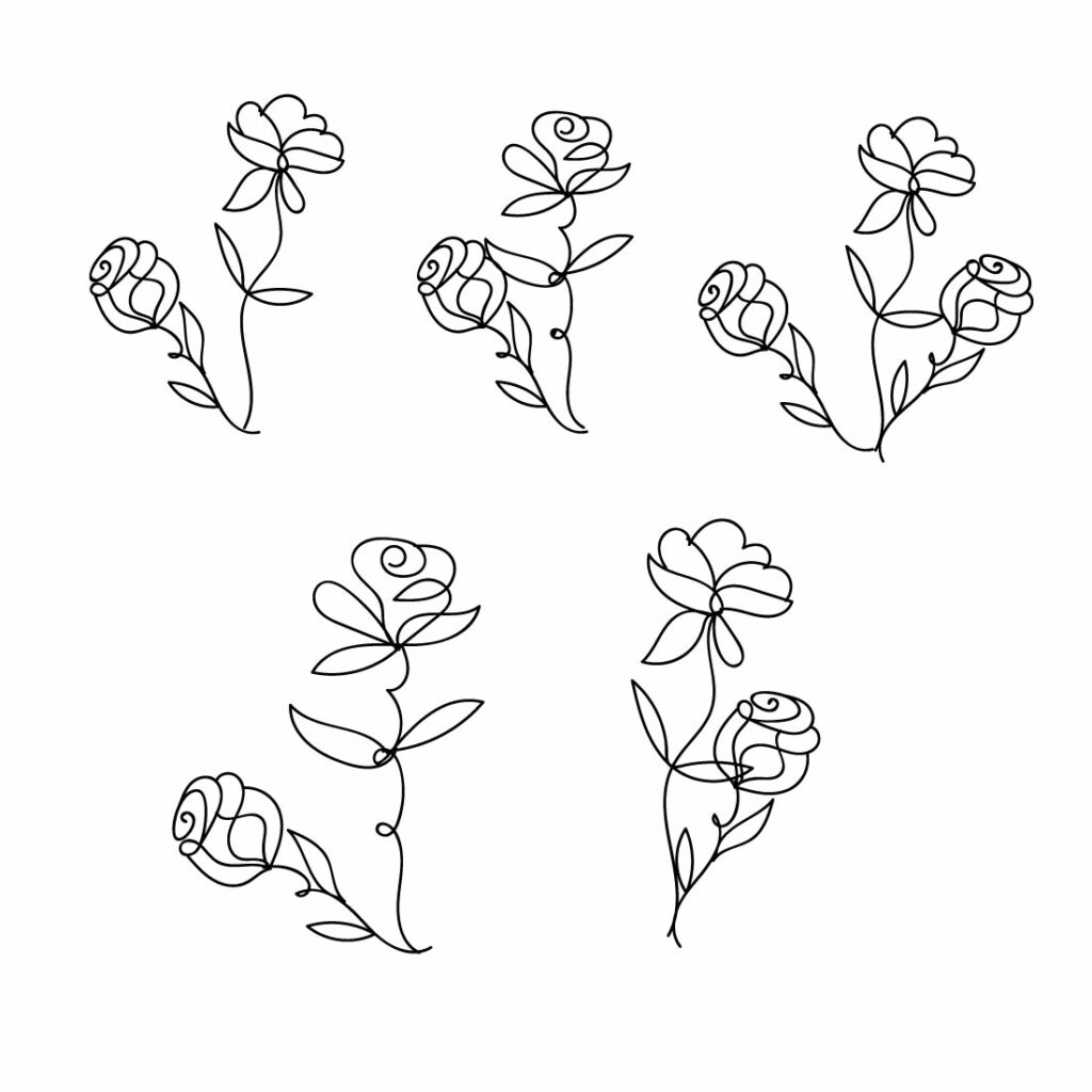 Rose Liner Art Bundle MasterBundles