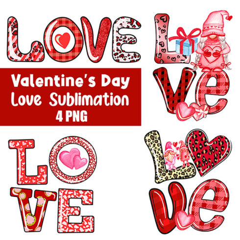 Love Sublimation for Valentine, Love Illustration for T-Shirt and Print Items main cover.
