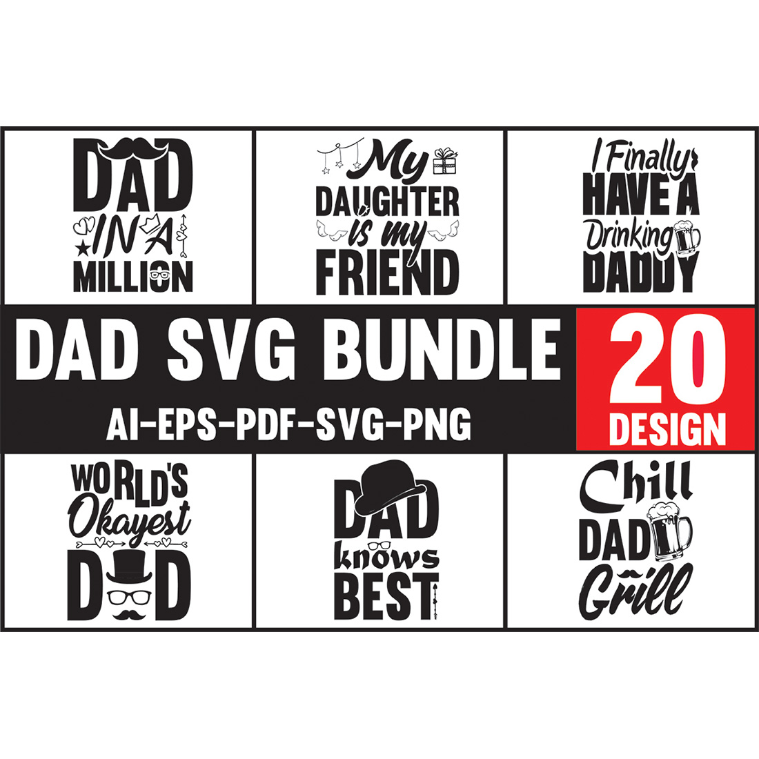 Dad SVG Designs Bundle main cover