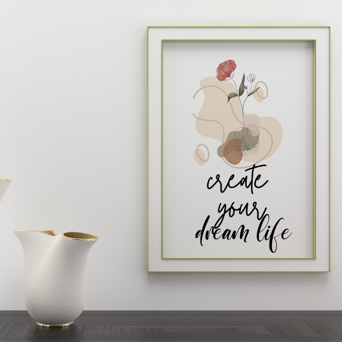 Delicate and minimalistic poster with watercolor flower.