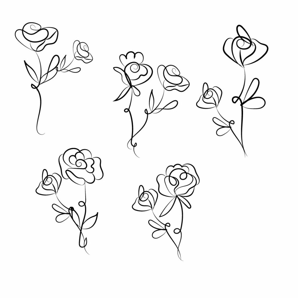 Rose liner art bundle MasterBundles