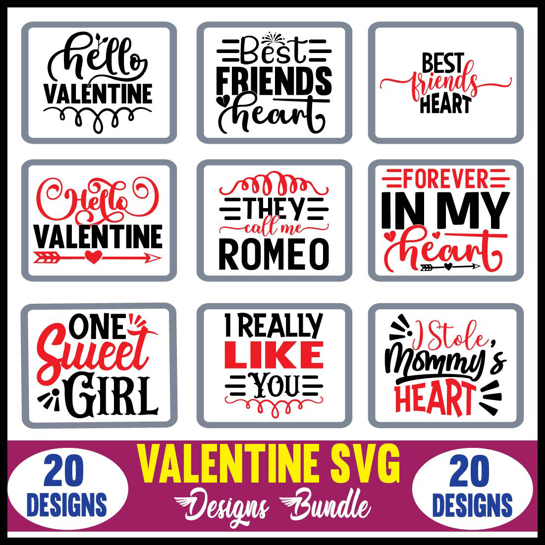 Valentine T-Shirt SVG Designs Bundle main cover