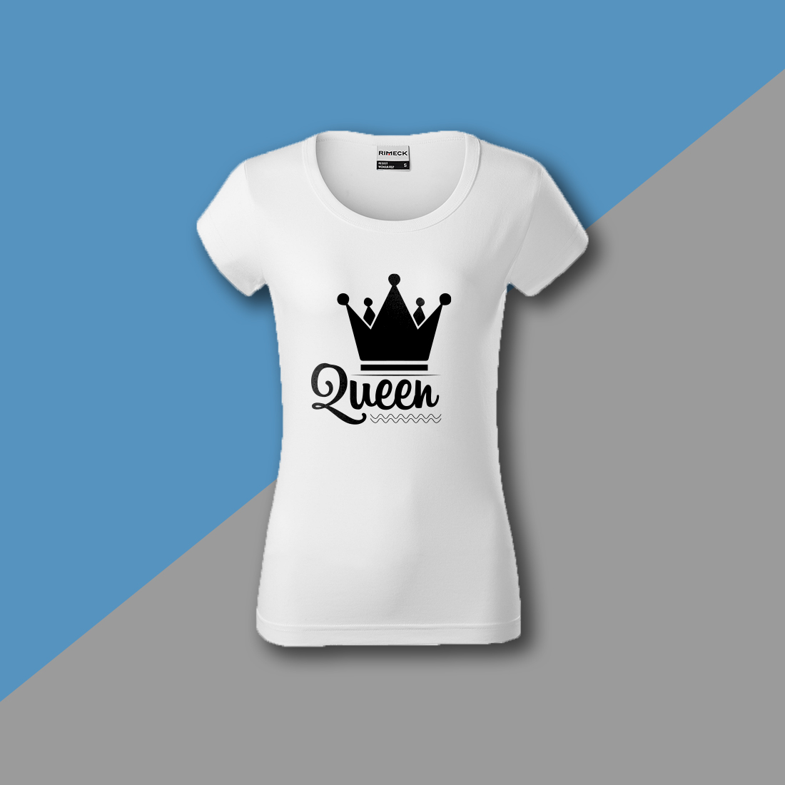 Image of a white t-shirt with a beautiful print of the queens crown