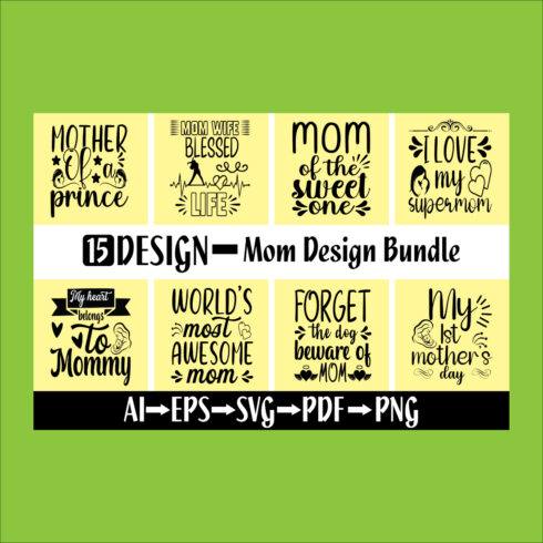 Mom T-Shirt Design Bundle main cover