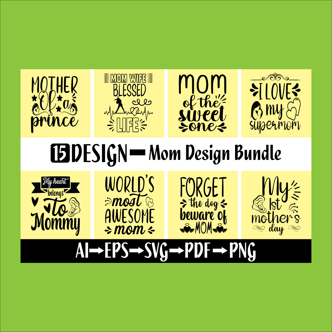 Mom T-Shirt Design Bundle main cover