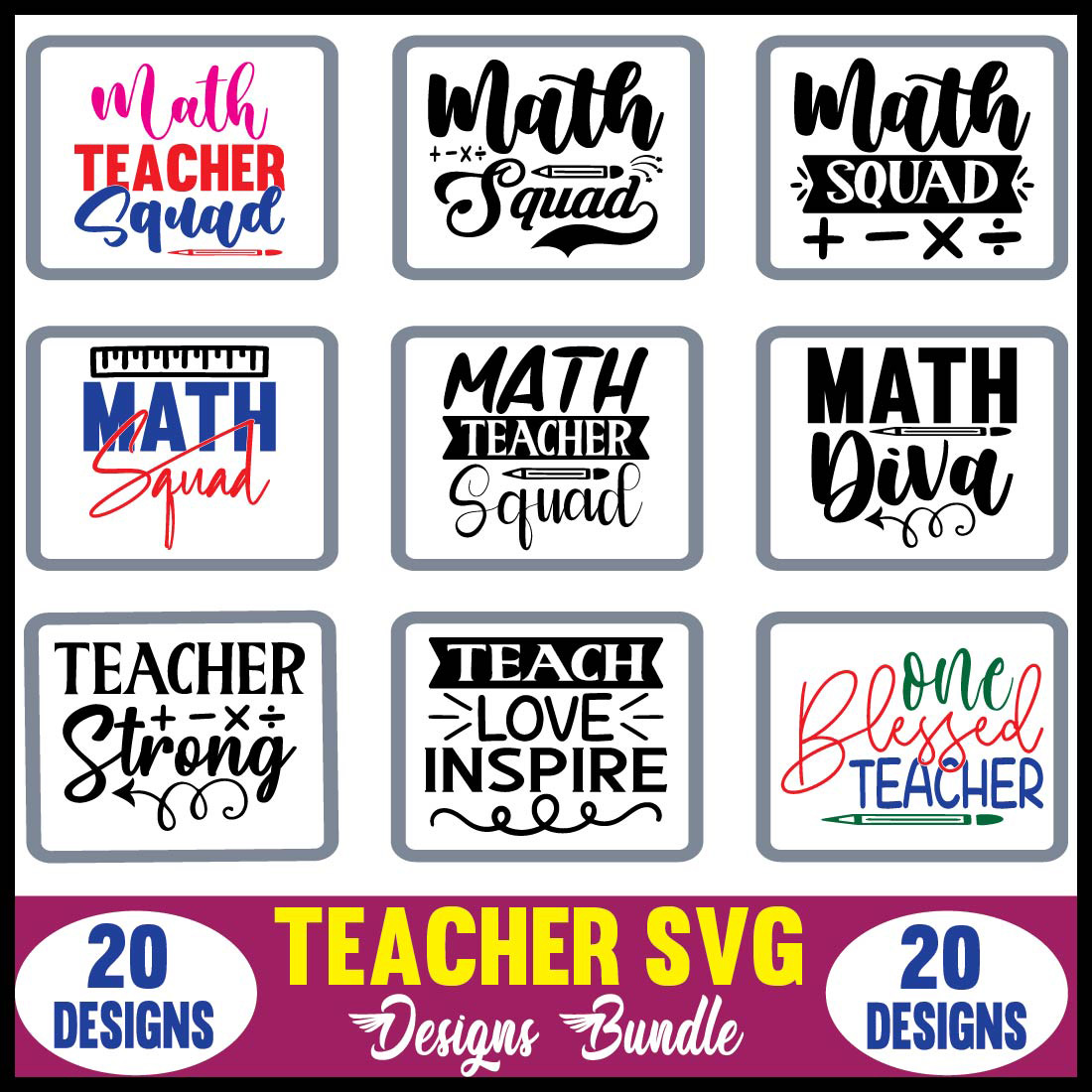 Teacher SVG Designs Bundle cover image.