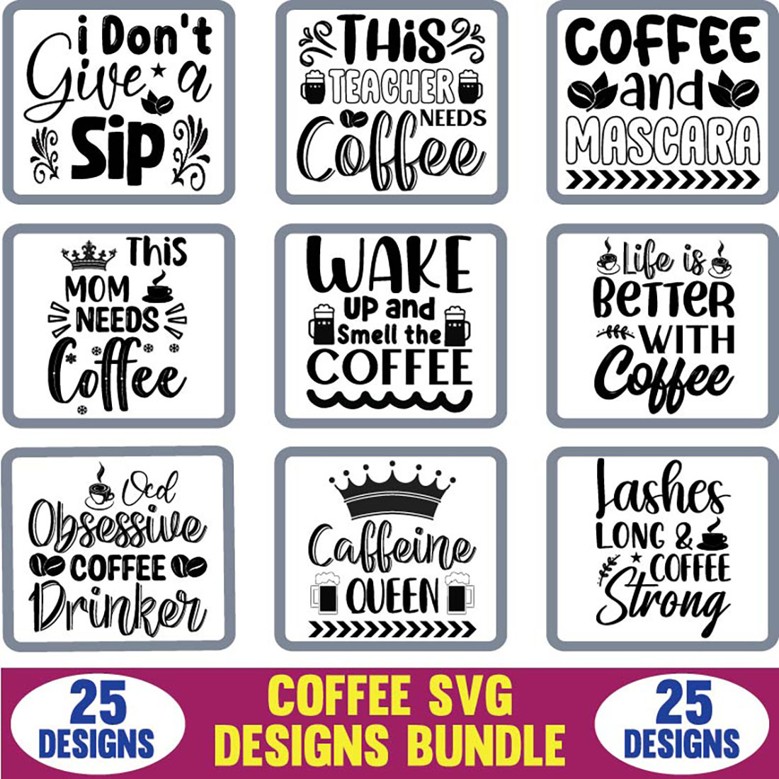 Coffee SVG Designs Bundle main cover.