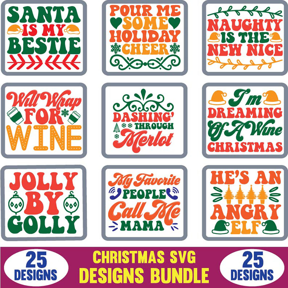 Christmas SVG Designs Bundle main image.