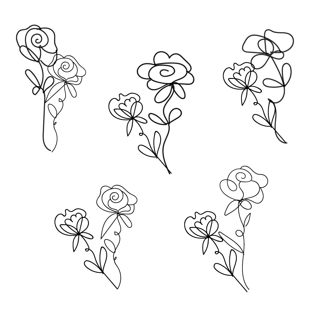 Line Art Rose SVG Bundle - MasterBundles