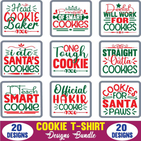 Cookie T-Shirt Designs Bundle main image.