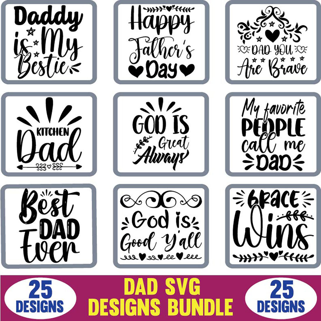 Dad SVG Designs Bundle.