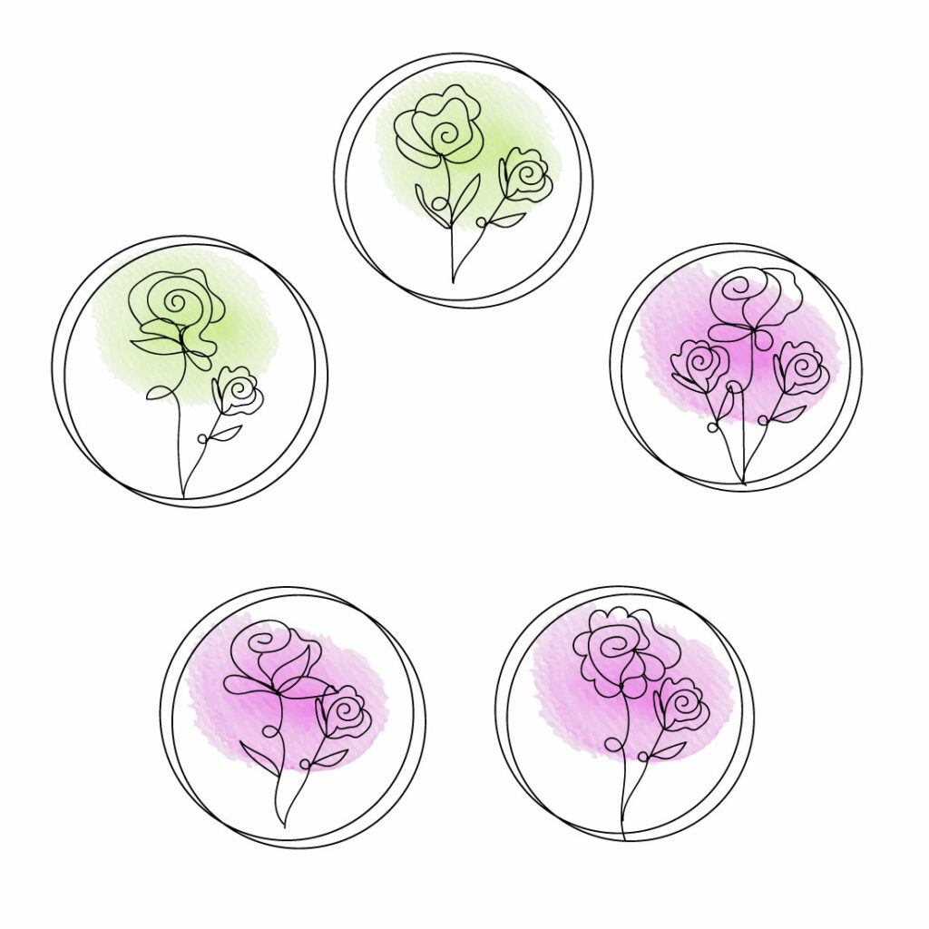 Rose Liner Art Set MasterBundles