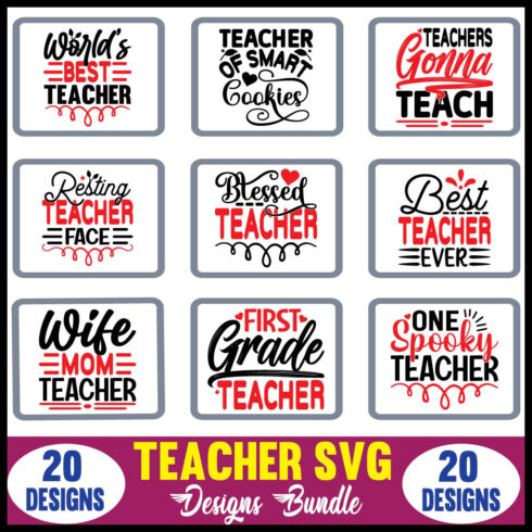 Teacher SVG Designs Bundle - main cover image.