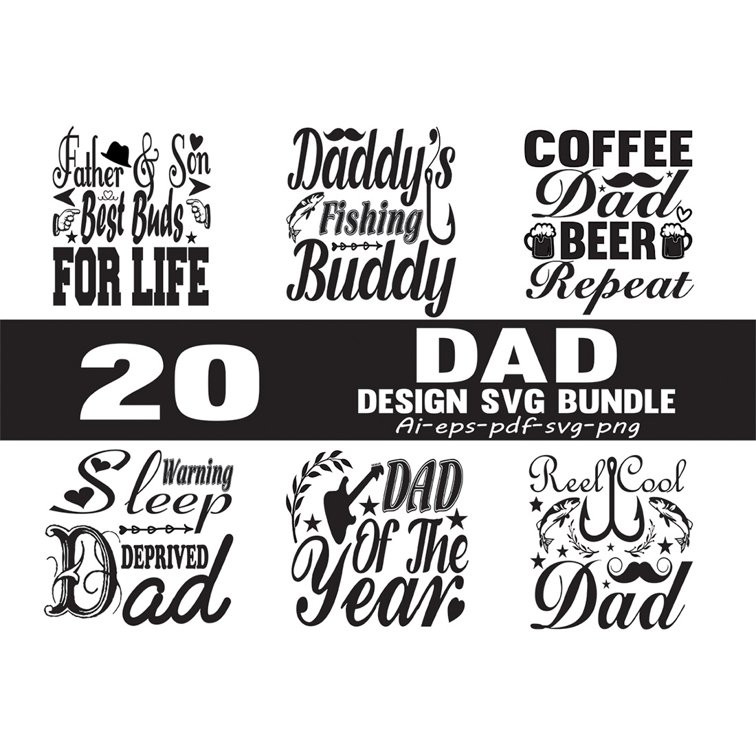 Dad SVG Designs Bundle cover image.