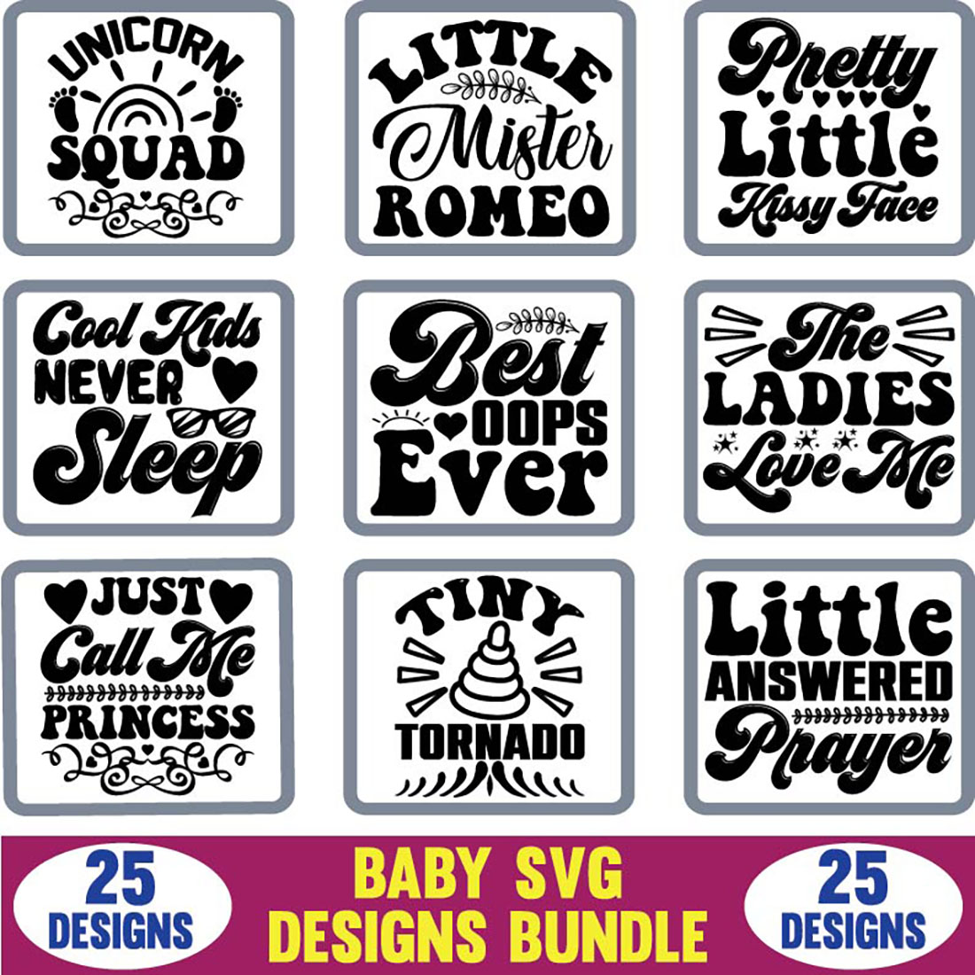 Baby SVG Designs Bundle image preview.