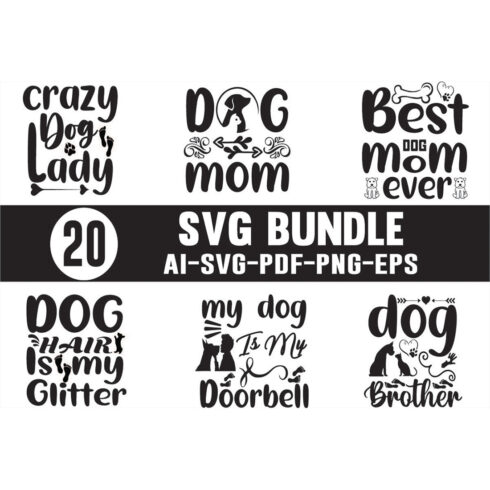 The svg bundle includes 20 dog svg designs.