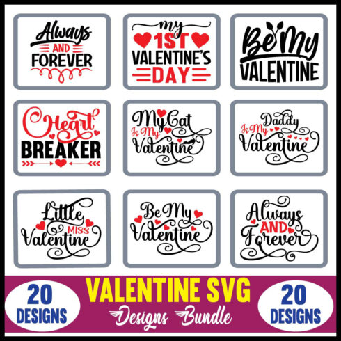 Valentine SVG Designs Bundle main cover.