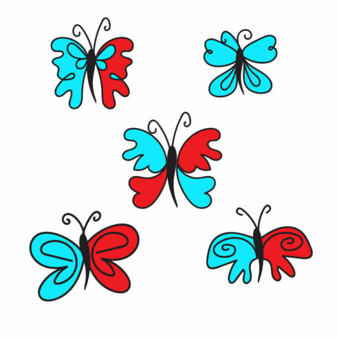 Butterfly Line Art SVG main image.