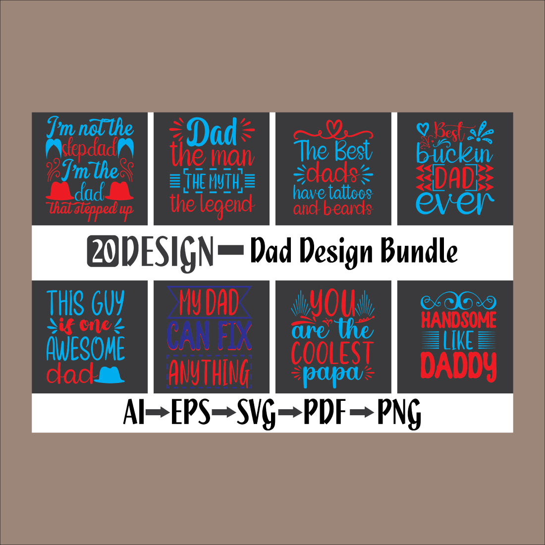 Dad T-Shirt Design Bundle main cover