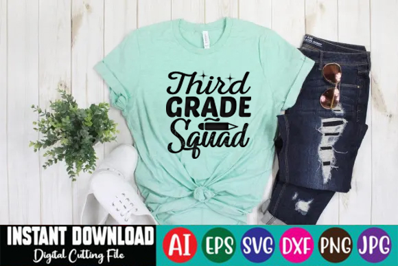 Image of T-shirt with exquisite slogan third grade squad