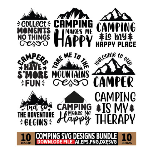 Camping SVG Designs Bundle main cover.