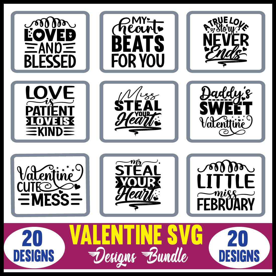 Valentine SVG Designs Bundle main cover.