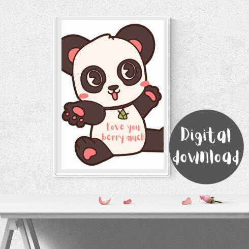 Printable Panda Valentine Decor Wall Art cover image.