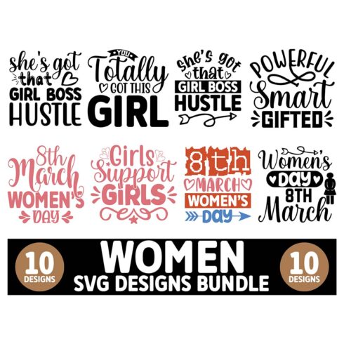 10 Women Day SVG Designs Bundle main cover