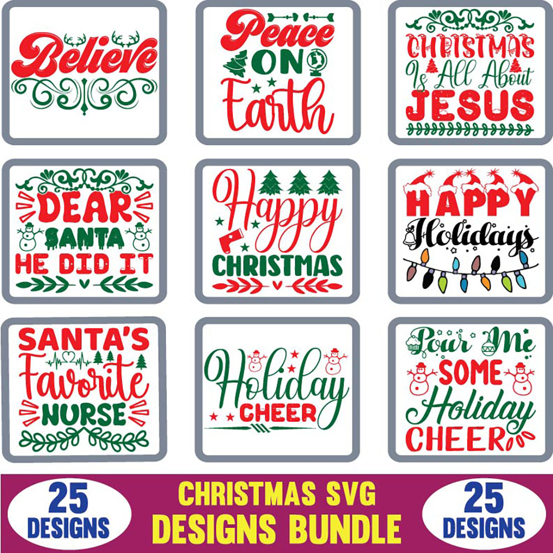 Christmas SVG Designs Bundle main cover.