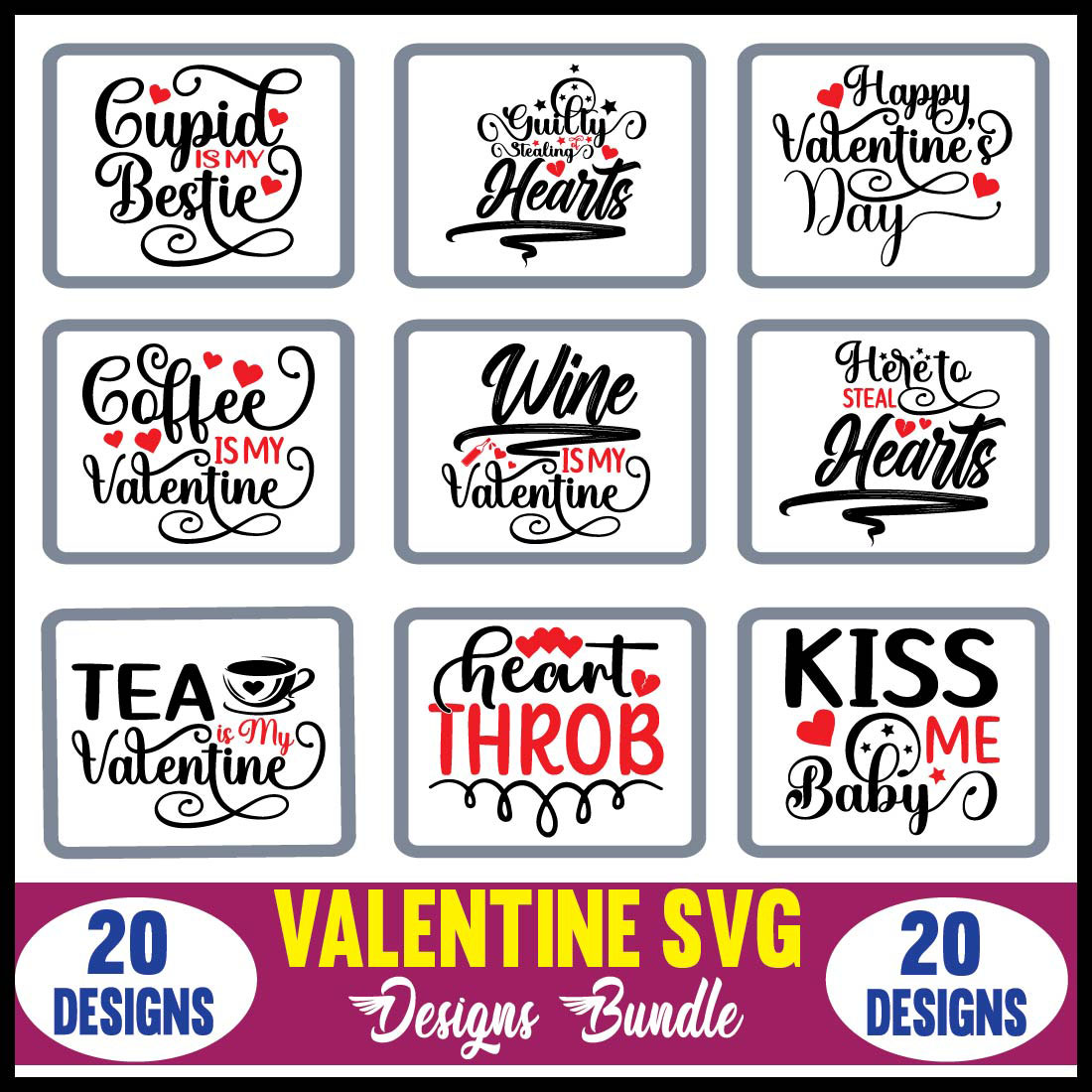 Valentine SVG Designs Bundle main cover.