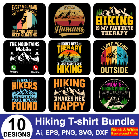 Camping, Hiking T-Shirt Design main cover.