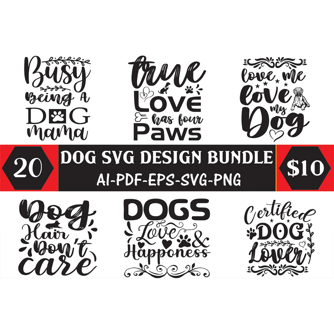 Dog SVG Design Bundle main cover.