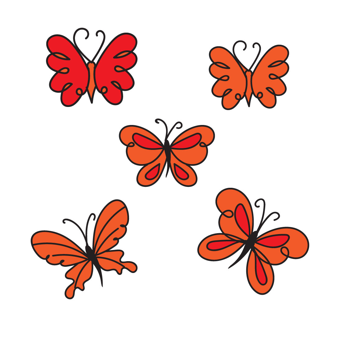 Red Butterfly Illustrations.