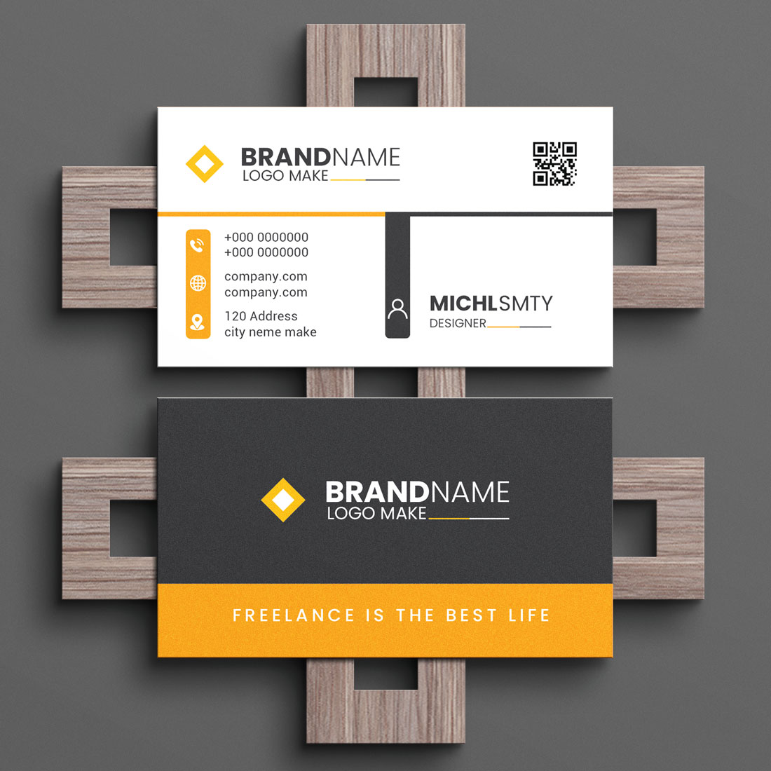 Corporate Modern Business Card Design Template preview with orange.
