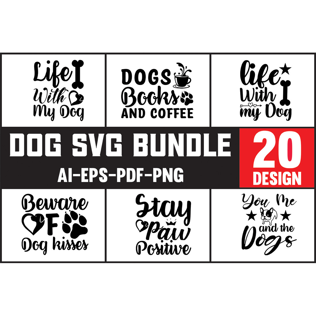 Dog svg bundle of 20 designs.