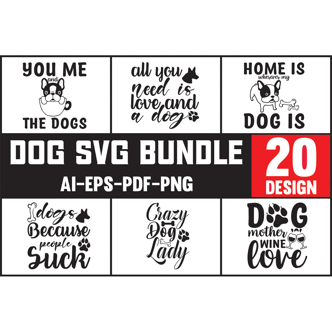Dog svg bundle 20 designs.