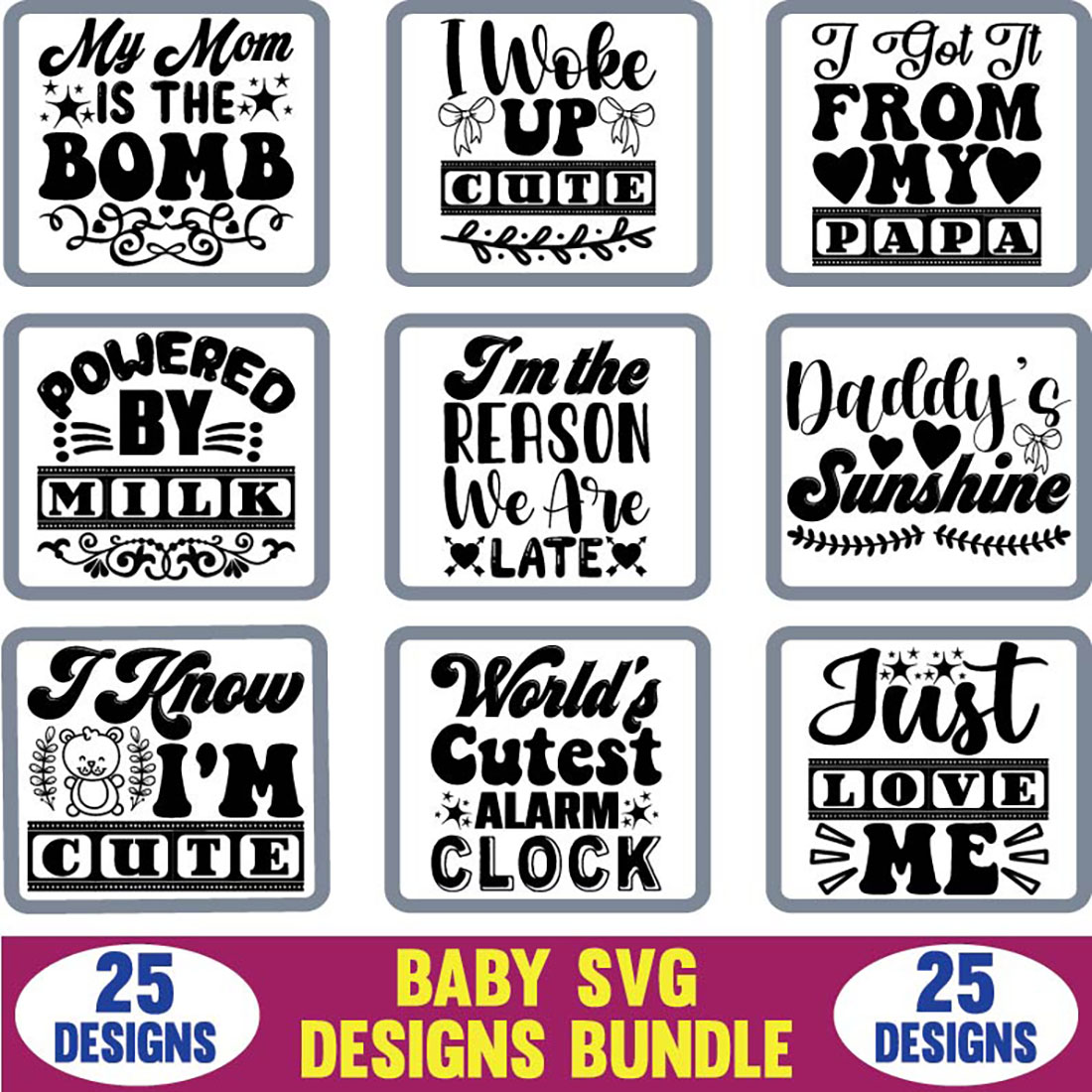 Baby SVG Designs Bundle main cover.