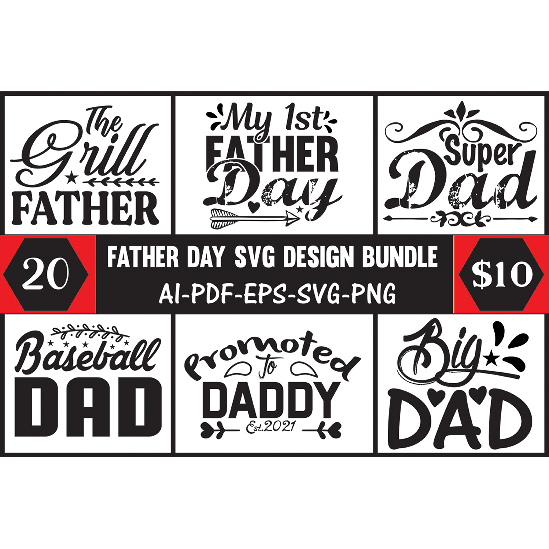 Dad SVG Designs Bundle main cover.