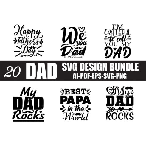 Dad SVG Designs Bundle main cover.